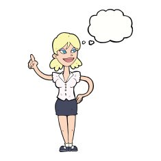 cartoon woman with great idea thought bubble N17