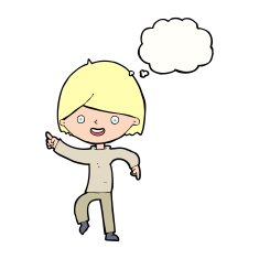 cartoon man pointing with thought bubble N166
