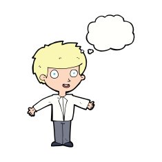 cartoon happy boy with thought bubble N197