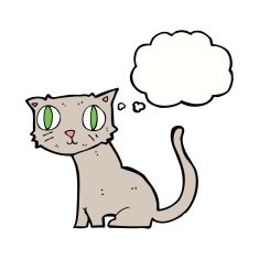 cartoon cat with thought bubble N31