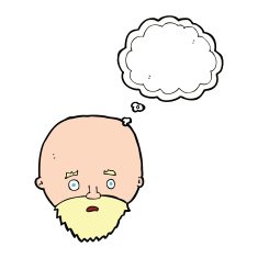cartoon shocked man with beard thought bubble N17