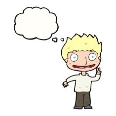 cartoon happy boy with thought bubble N198