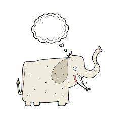 cartoon happy elephant with thought bubble N10