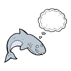 cartoon shark with thought bubble N34