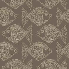 Monochrome fish Seamless Pattern N2