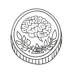 Vector doodle coin illustration