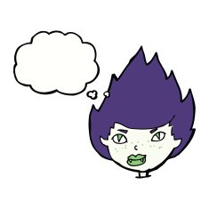 cartoon vampire head with thought bubble N34