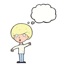 cartoon shocked boy with thought bubble N24