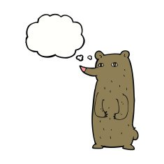 funny cartoon bear with thought bubble N33
