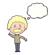 cartoon man with idea thought bubble N94