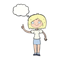 cartoon woman with idea thought bubble N216