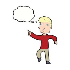 cartoon dancing man with thought bubble N15