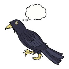 cartoon crow with thought bubble N11