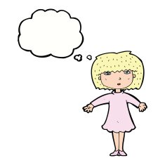 cartoon surprised woman with thought bubble N214