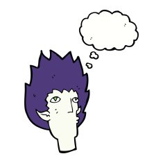 cartoon vampire face with thought bubble N31
