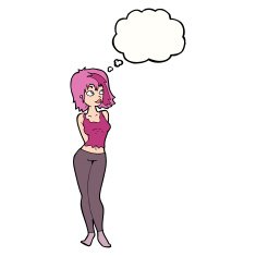 cartoon attractive girl with thought bubble N14