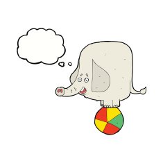 cartoon circus elephant with thought bubble N9