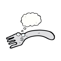 cartoon fork with thought bubble N5