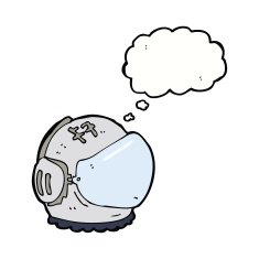 cartoon astronaut helmet with thought bubble N26