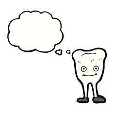 cartoon happy tooth with thought bubble N33