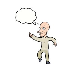 cartoon angry old man with thought bubble N122