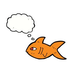 cartoon fish with thought bubble N77