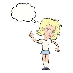 cartoon woman with idea thought bubble N217