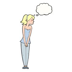 cartoon pretty woman with thought bubble N233