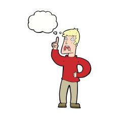 cartoon man with complaint thought bubble N8