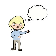 cartoon happy person with thought bubble N26