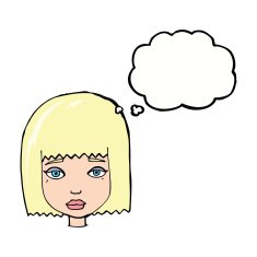 cartoon female face with thought bubble N126