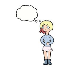 cartoon woman with snake tongue thought bubble N14