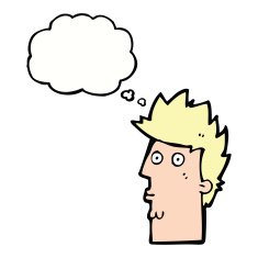 cartoon surprised face with thought bubble N16