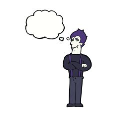 cartoon vampire with thought bubble N111