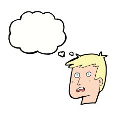 cartoon unhappy face with thought bubble N18