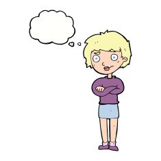 Cartoon Annoyed Woman With Thought Bubble N159