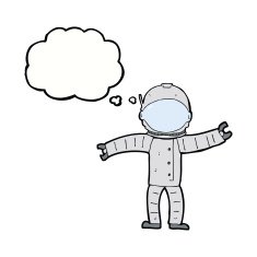 cartoon astronaut with thought bubble N102