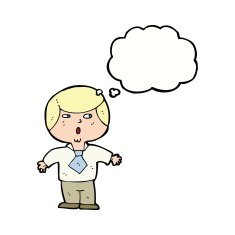 cartoon shocked boy with thought bubble N25