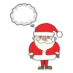 cartoon happy santa claus with thought bubble N25