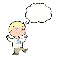 cartoon happy boy with thought bubble N203