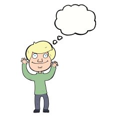 cartoon happy boy with thought bubble N204