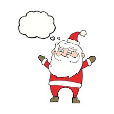 cartoon happy santa claus with thought bubble N26