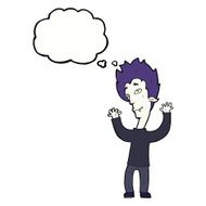 cartoon vampire man with thought bubble N103