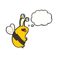 cartoon funny bee with thought bubble N9