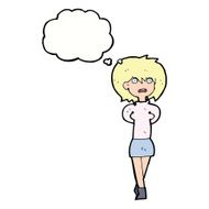 cartoon shocked woman with thought bubble N86