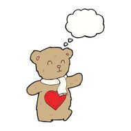 cartoon teddy bear with love heart thought bubble
