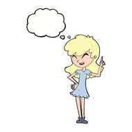 cartoon girl making point with thought bubble N9