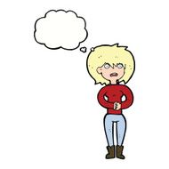 cartoon worried woman with thought bubble N70