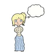 cartoon happy woman with thought bubble N223