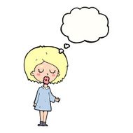 cartoon woman explaining her point with thought bubble N32